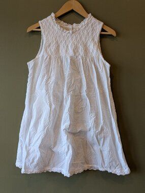 Calypso St Barth White Eyelet 100% Cotton Sleeveless Tunic Mini Dress Smock Euro